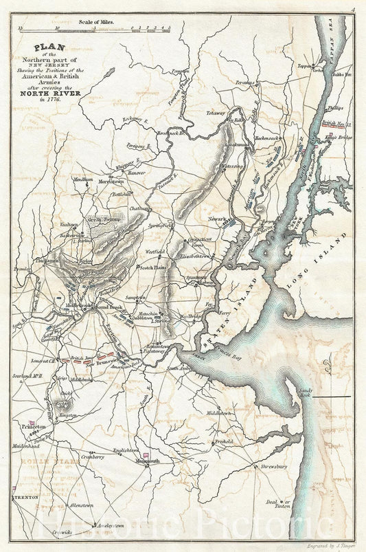 Historic Map : Northern New Jersey and New York City, Marshall, 1832, Vintage Wall Art