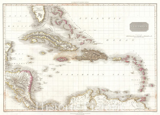 Historic Map : The West Indies, Antilles, and Caribbean Sea, Pinkerton, 1818, Vintage Wall Art