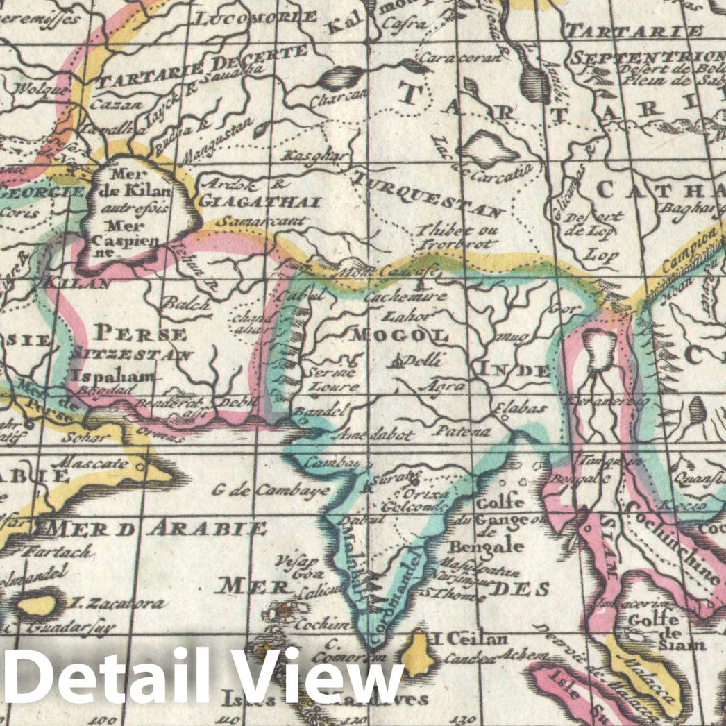 Historic Map : Asia, de la Feuille, 1706, Vintage Wall Art