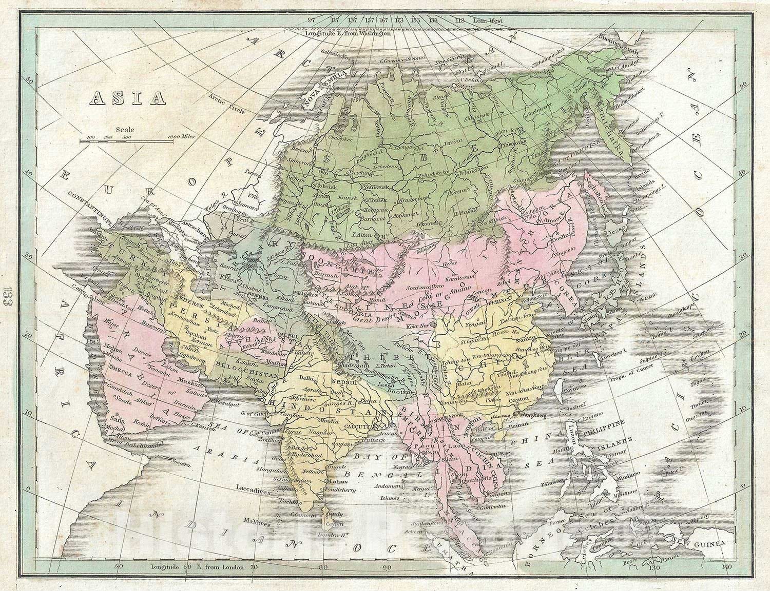 Historic Map : Asia, BraArtd, 1835, Vintage Wall Art