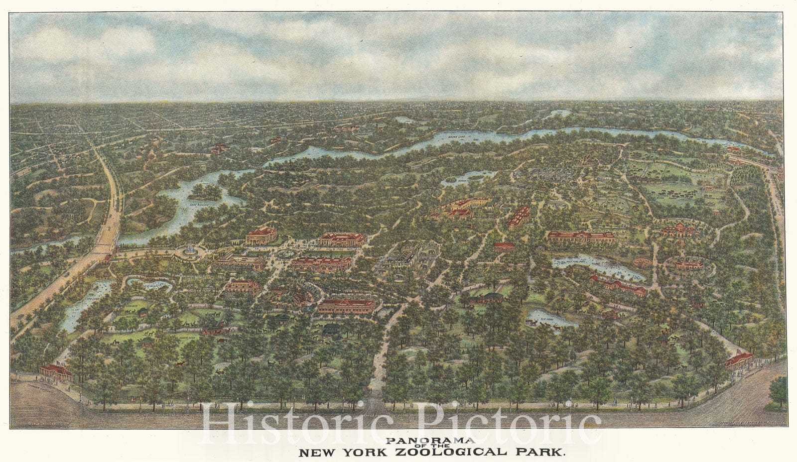 Historic Map : The Bronx Zoo, New York City, Adickes, 1913, Vintage Wall Art