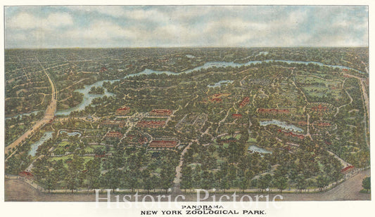 Historic Map : The Bronx Zoo, New York City, Adickes, 1913, Vintage Wall Art