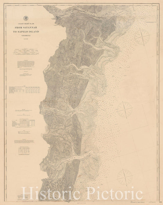 Historic Map : Savannah, Sapelo Island, and Ossabaw Island, U.S. Coast Survey, 1889, Vintage Wall Art