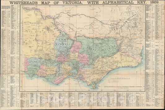 Historic Map : Victoria, Australia, During The Victoria Gold Rush, Whitehead, 1869, Vintage Wall Art
