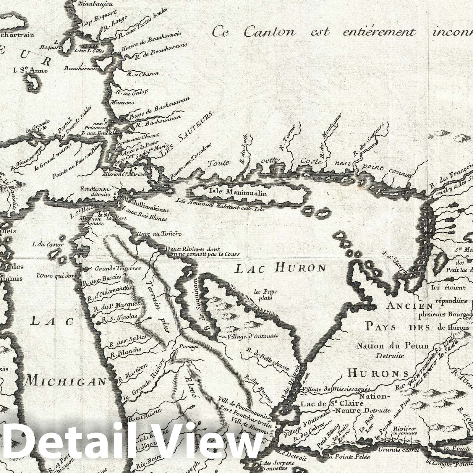 Historic Map : The Great Lakes "a seminal map", Bellin, 1744, Vintage Wall Art