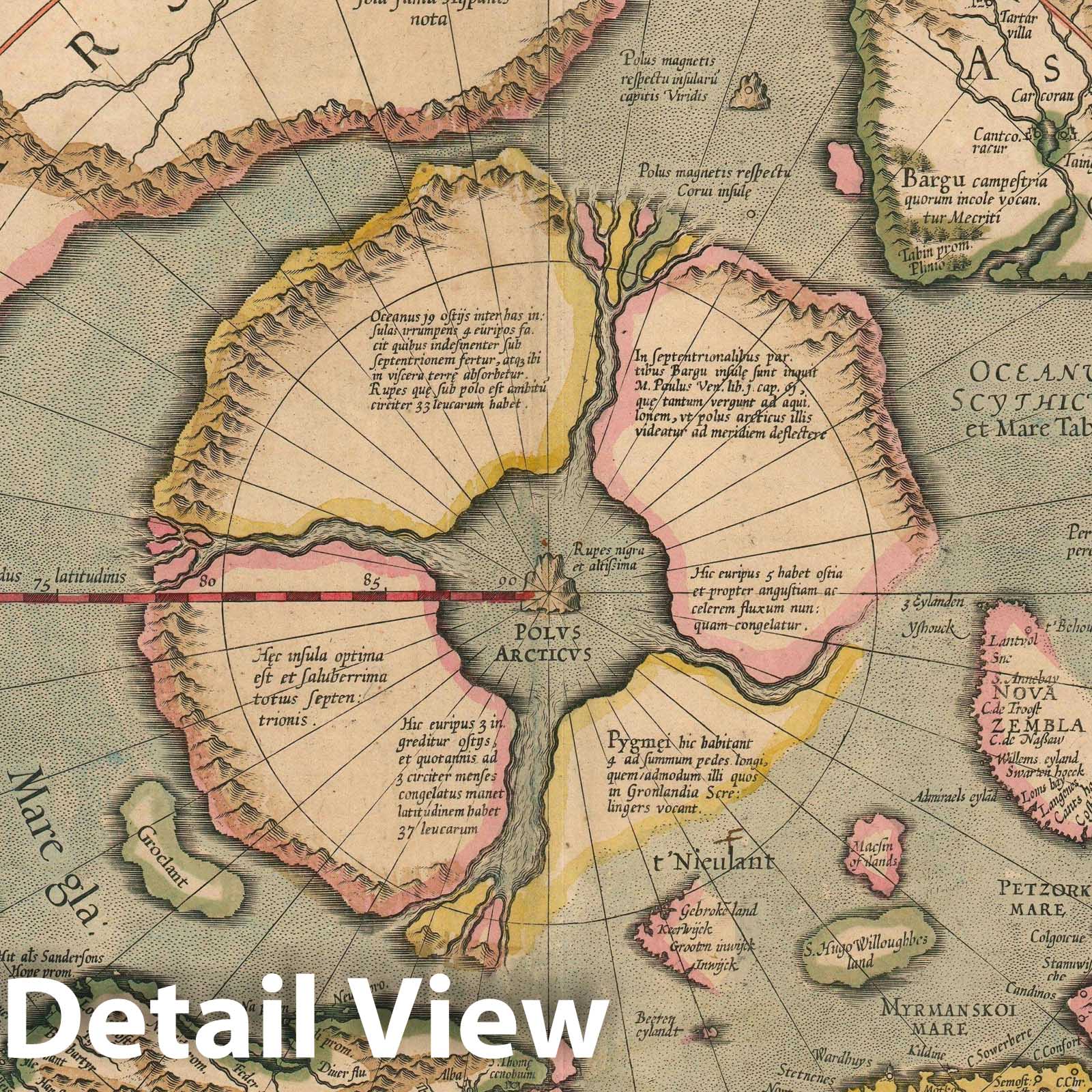 Historic Map : The Arctic "First Map of, Mercator Hondius, 1606, Vintage Wall Art