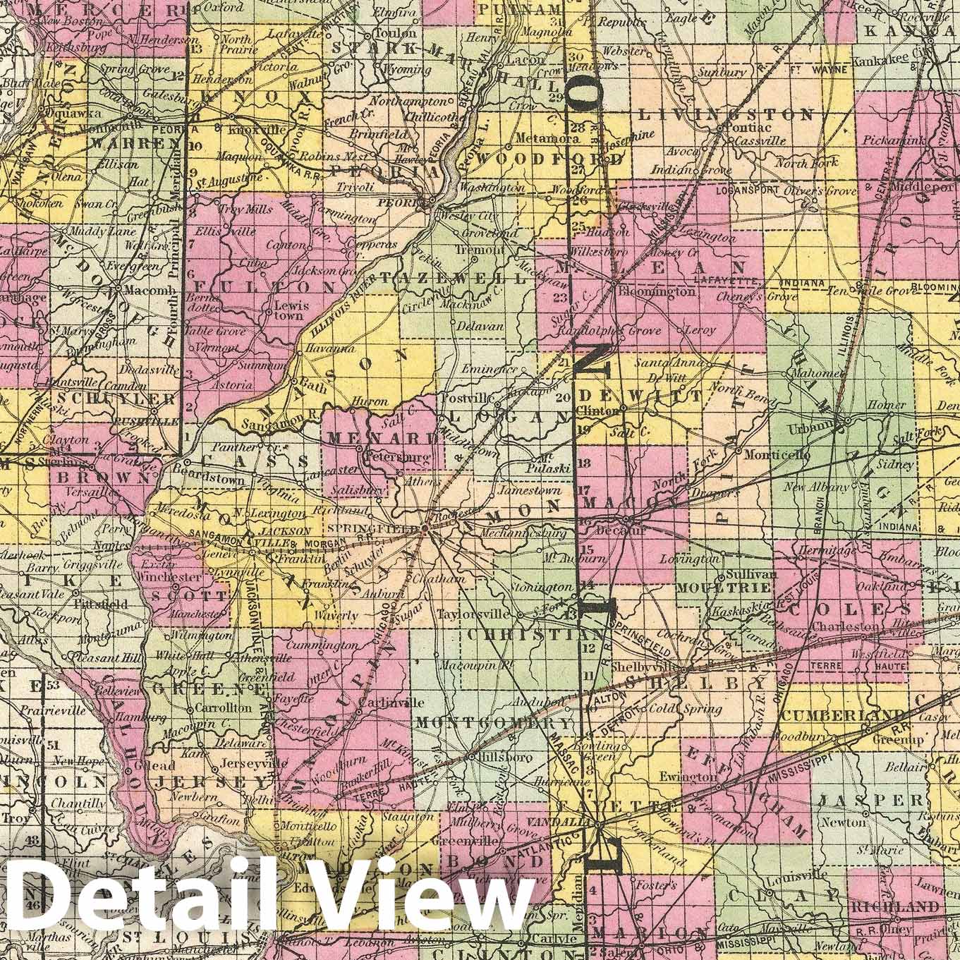 Historic Map : Illinois, Mitchell, 1854, Vintage Wall Art