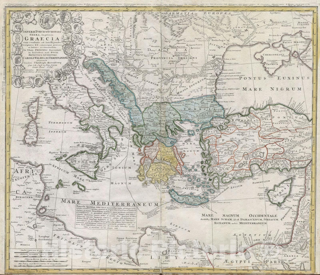 Historic Map : Ancient Greece &amp; The Eastern Mediterranean, Homann Heirs, 1741, Vintage Wall Art