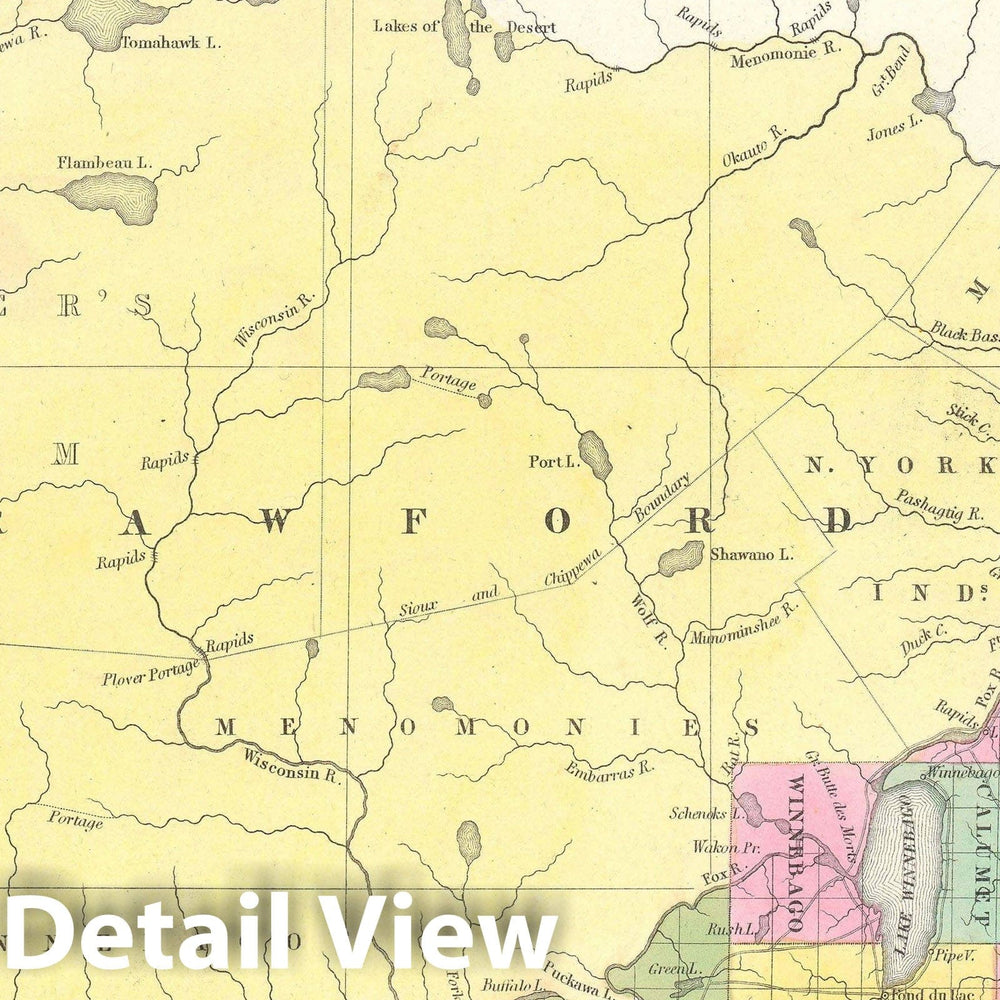 Historic Map : Wisconsin "First Edition, Mitchell, 1846, Vintage Wall Art