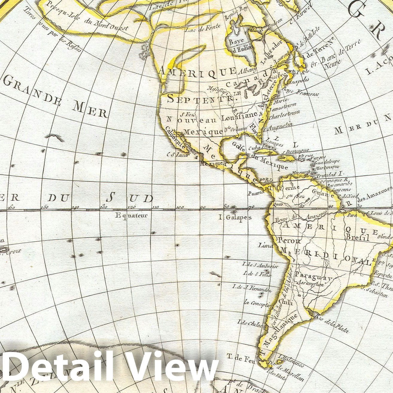 Historic Map : North America and South America, Clouet, 1785, Vintage Wall Art