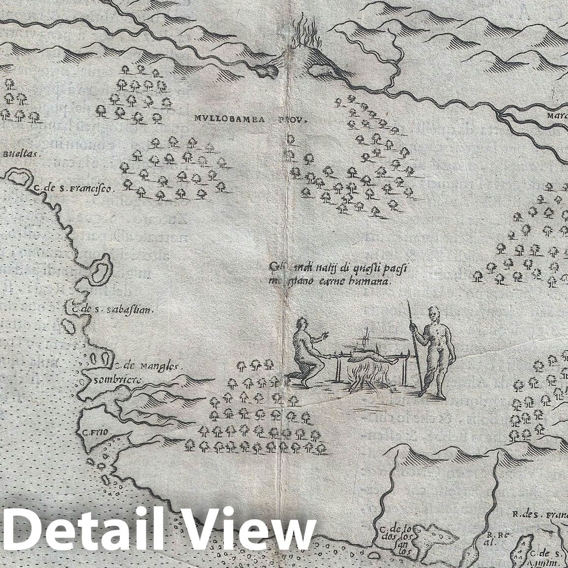 Historic Map : Brazil showing Cannibals 