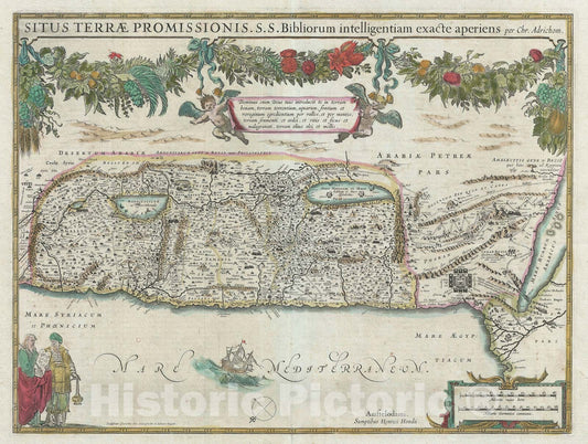 Historic Map : The Holy Land, Israel, or Palestine, Hondius, 1633, Vintage Wall Art