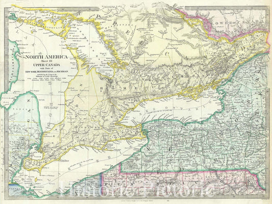 Historic Map : Ontario and Great Lakes, S.D.U.K., 1848, Vintage Wall Art