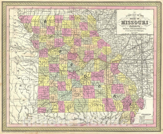 Historic Map : Missouri, Mitchell, 1854, Vintage Wall Art