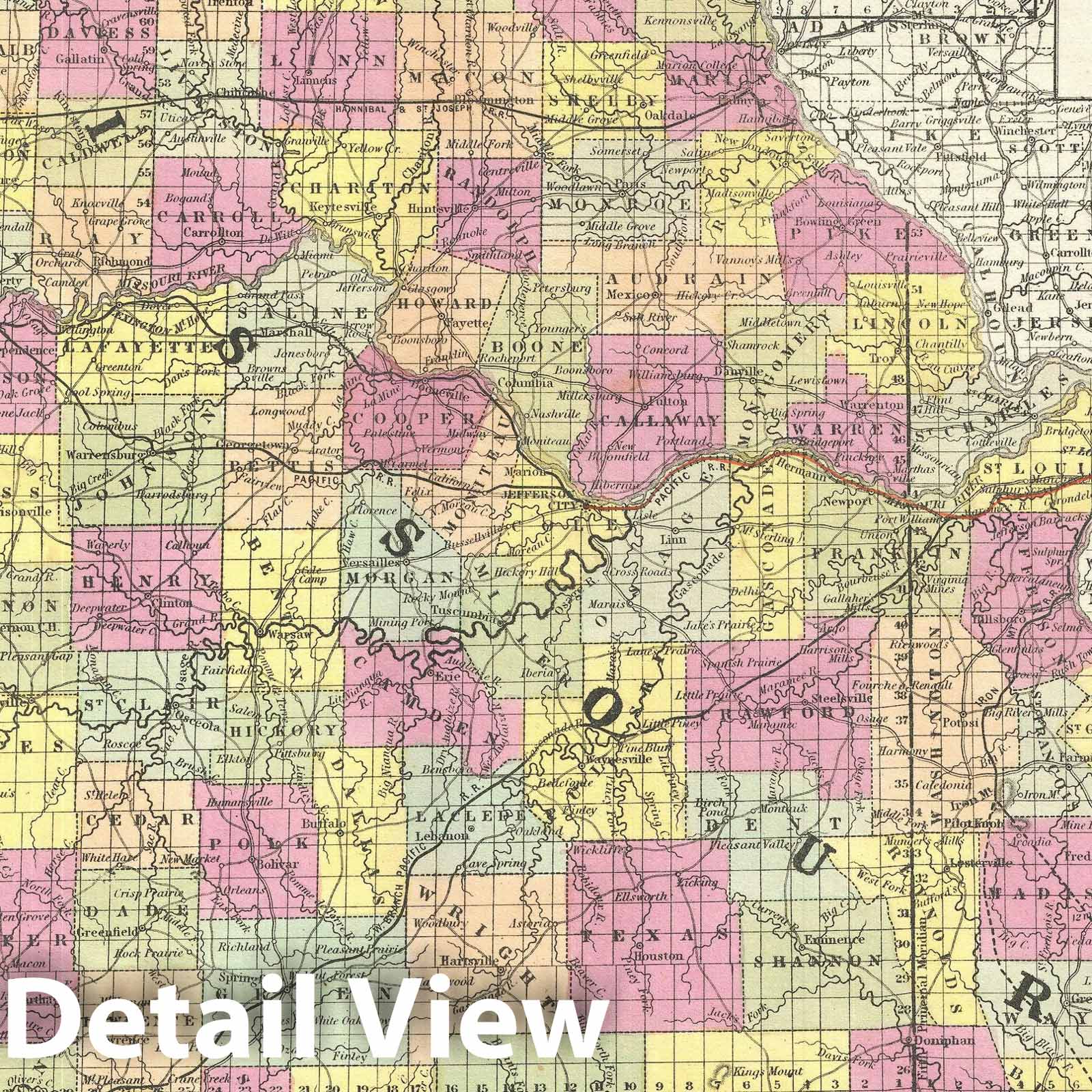 Historic Map : Missouri, Mitchell, 1854, Vintage Wall Art