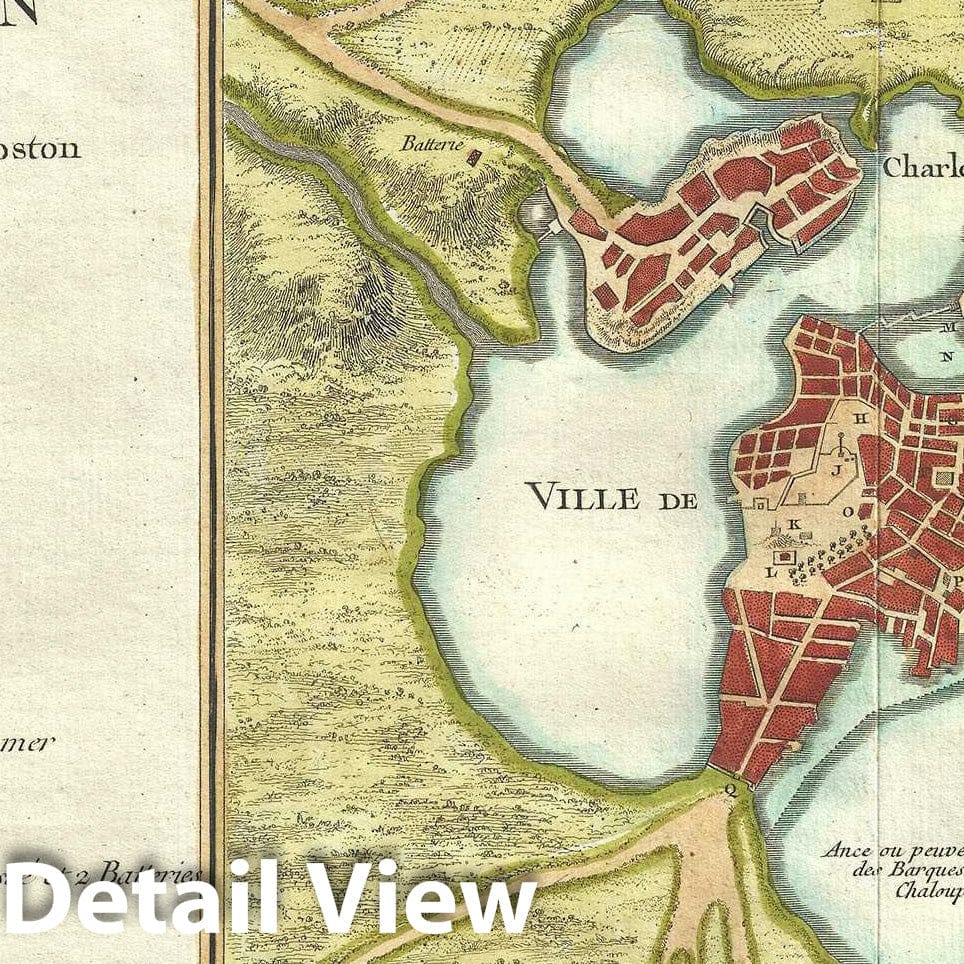 Historic Map : Plan of Boston, Massachusetts, Bellin, 1756, Vintage Wall Art
