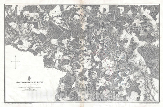Historic Map : The Battlefield of Spotsylvania Courthouse, Virginia, Weyss, 1867, Vintage Wall Art