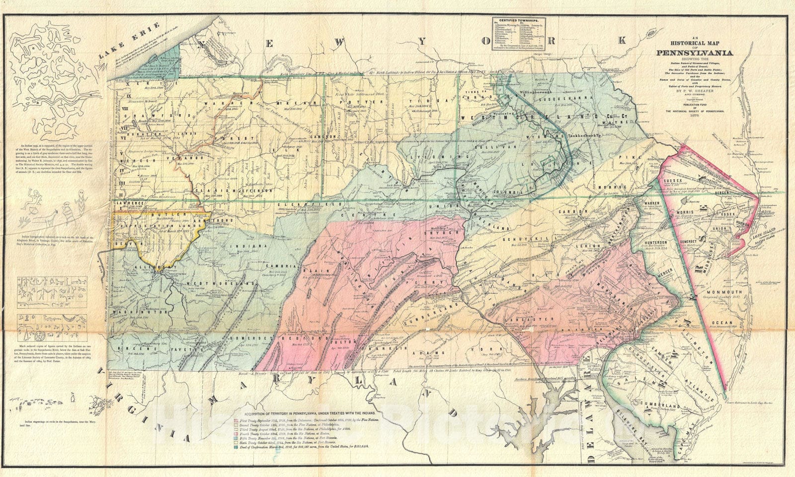 Historic Map : Pennsylvania, Sheafer, 1875, Vintage Wall Art