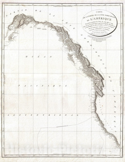 Historic Map : The West Coast of North America - California, Vancouver, Alaska, Vancouver, 1799, Vintage Wall Art