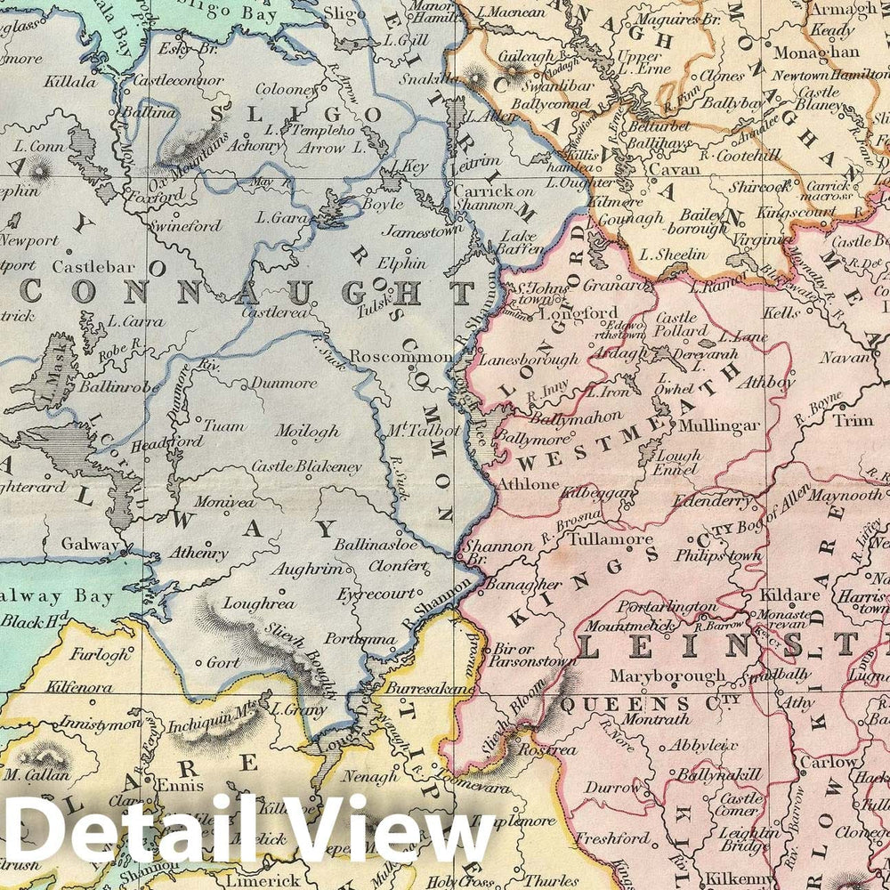 Historic Map : Ireland, Cruchley, 1850, Vintage Wall Art