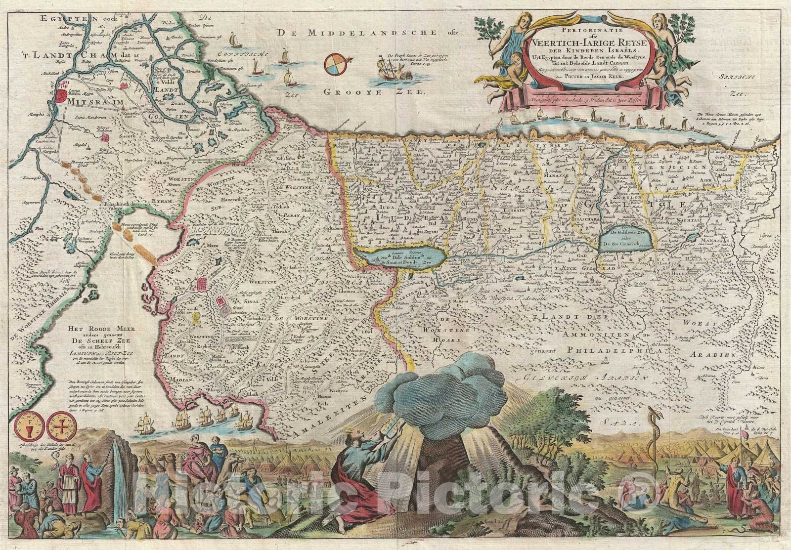 Historic Map : Israel, Palestine or The Holy Land, Visscher Stoopendaal, 1702, Vintage Wall Art