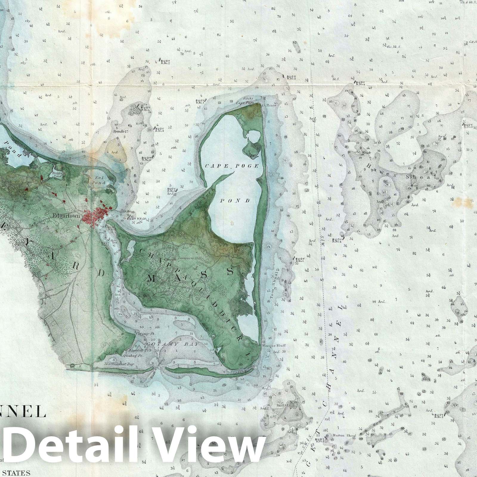 Historic Map : Map of Martha's Vineyard "Marthas Vineyard", Massachusetts, 1859, Vintage Wall Art