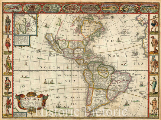 Historic Map : America, John Speed, 1676, Vintage Wall Art