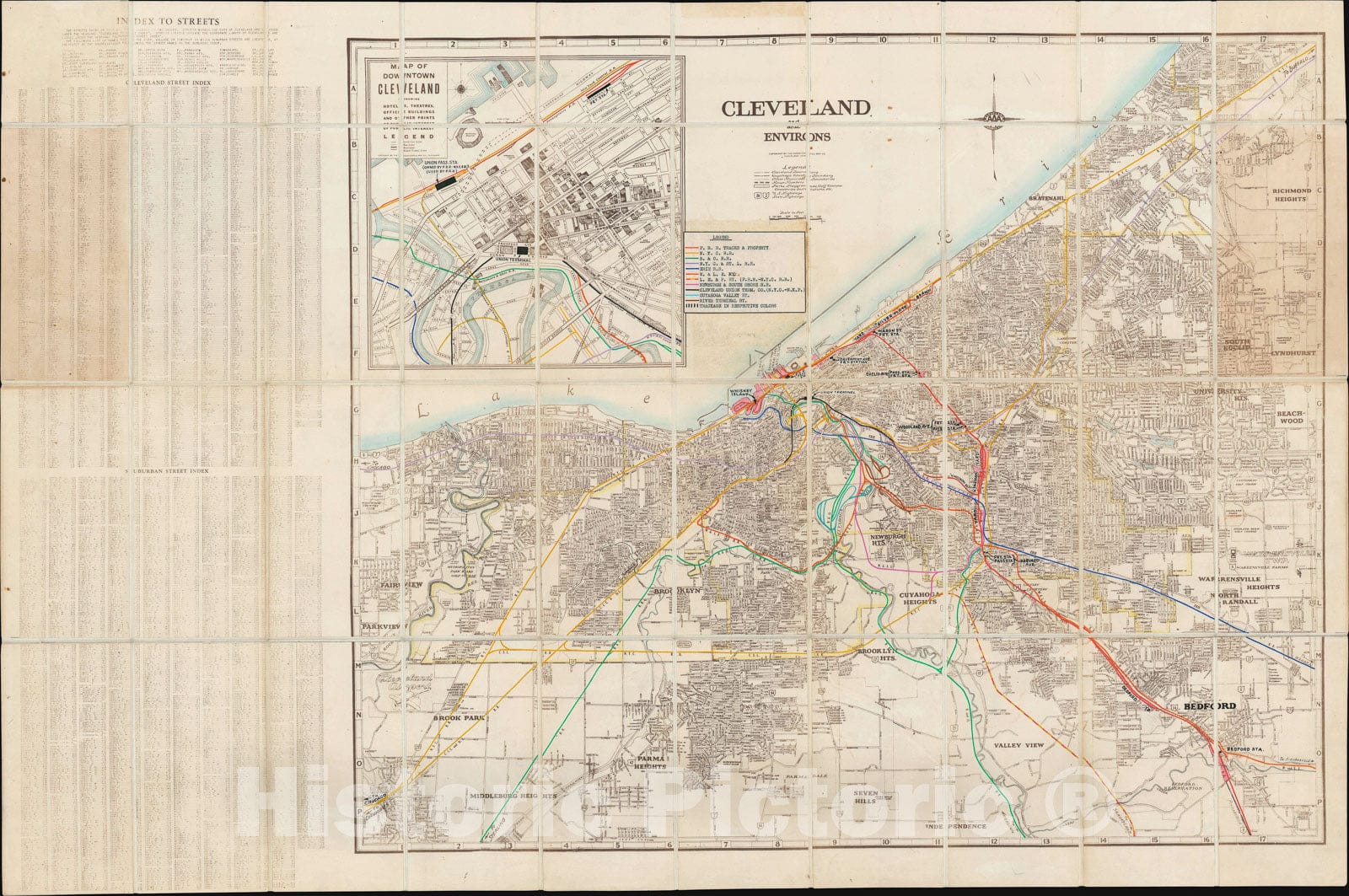 Historic Map : Plan of Cleveland, Ohio, Mountcastle, 1939, Vintage Wall Art