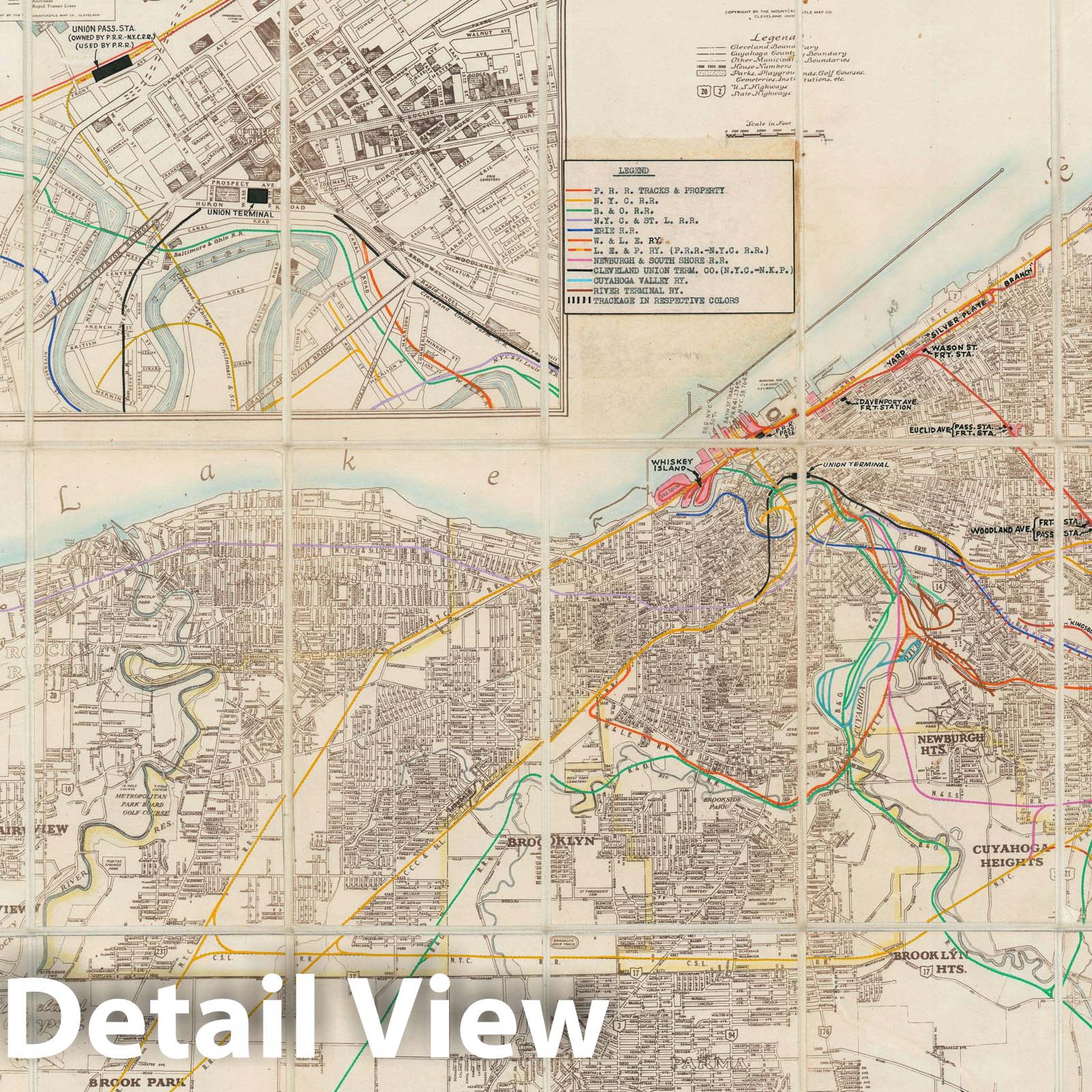 Historic Map : Plan of Cleveland, Ohio, Mountcastle, 1939, Vintage Wall Art