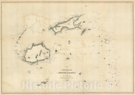 Historic Map : The Fiji Islands, Charles Wilkes, 1840, Vintage Wall Art