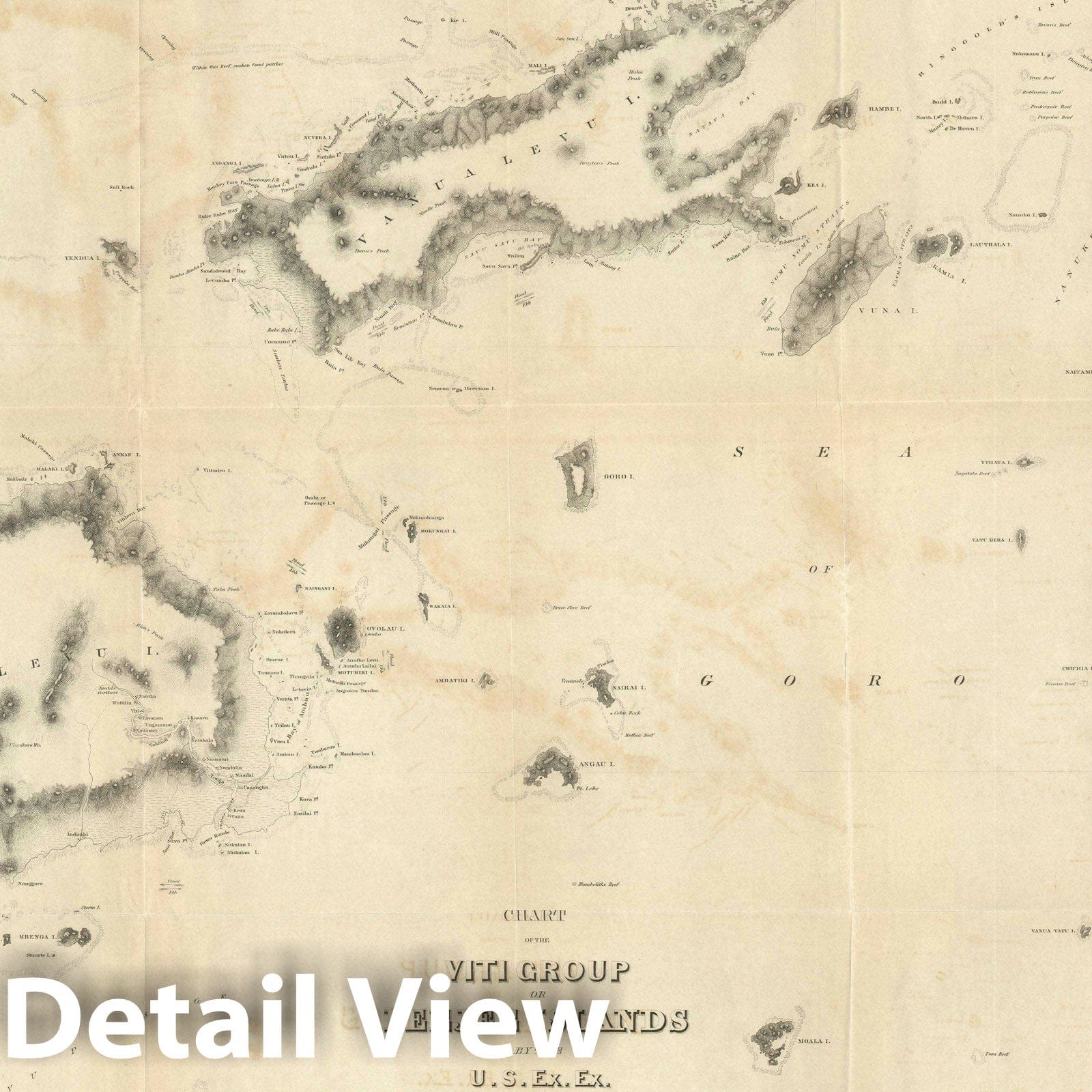 Historic Map : The Fiji Islands, Charles Wilkes, 1840, Vintage Wall Art