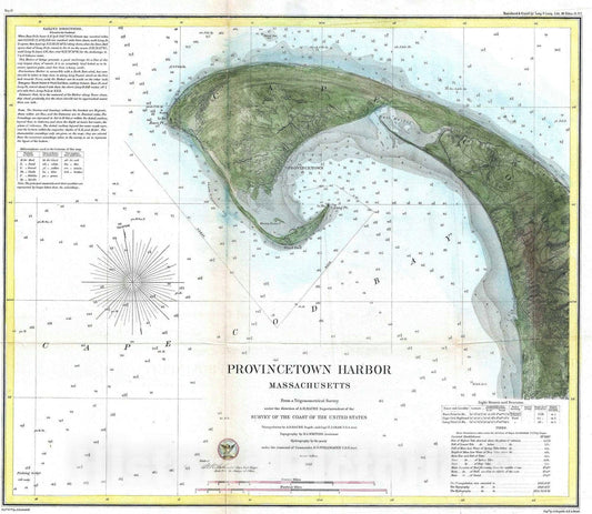 Historic Map : Provincetown Harbor, Cape Cod, Massachusetts, U.S.C.S., 1857, Vintage Wall Art
