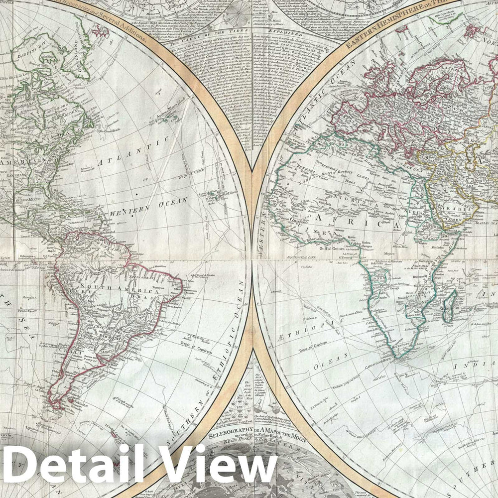 Historic Map : The World in Hemispheres, Samuel Dunn, 1794, Vintage Wall Art