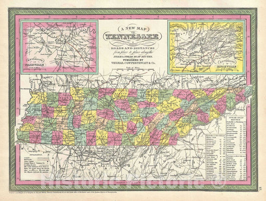 Historic Map : Tennessee, Mitchell, 1854, Vintage Wall Art