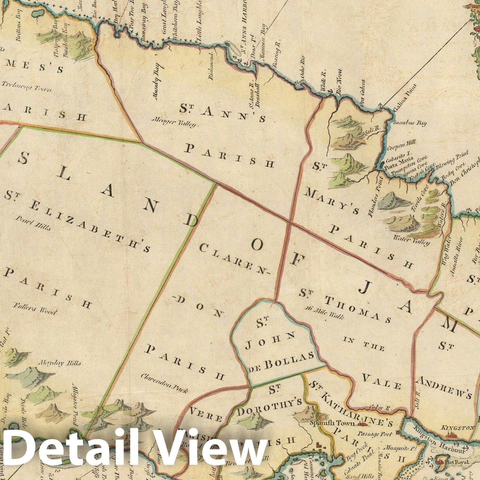 Historic Map : Jamaica, Mount and Page, 1773, Vintage Wall Art