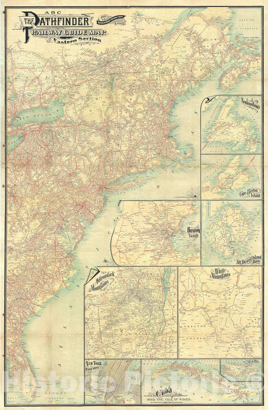 Historic Map : The Eastern United States, Railroad, 1901 v2, Vintage Wall Art