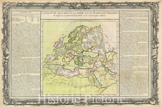 Historic Map : The World in The Fifth Age "Temple of Solomon to Babylonian Exile", Desnos, 1761, Vintage Wall Art