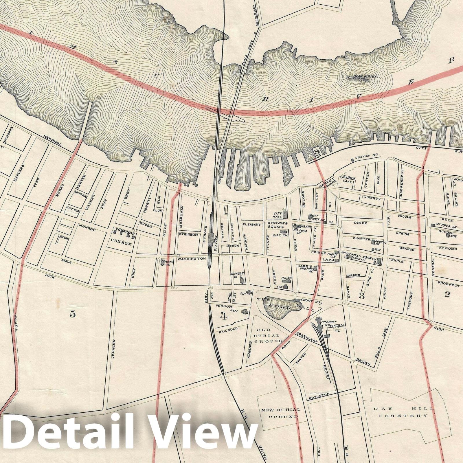 Historic Map : Plan of Newburyport, Massachusetts, Walker, 1891, Vintage Wall Art