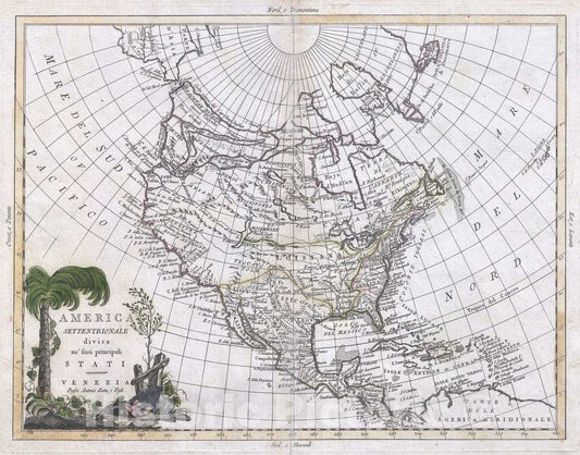 Historic Map : North America, Zatta, 1785, Vintage Wall Art