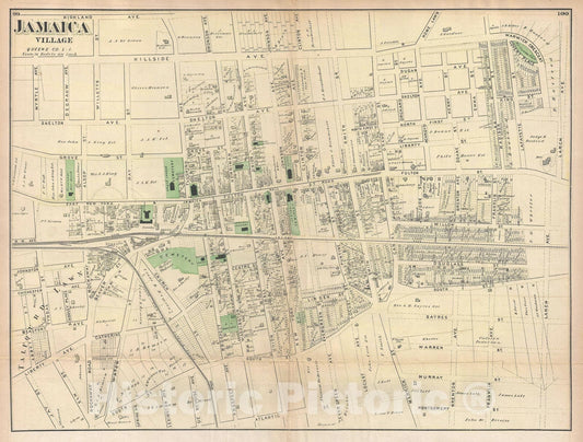Historic Map : Jamaica Village, Queens, New York City, Beers, 1873, Vintage Wall Art
