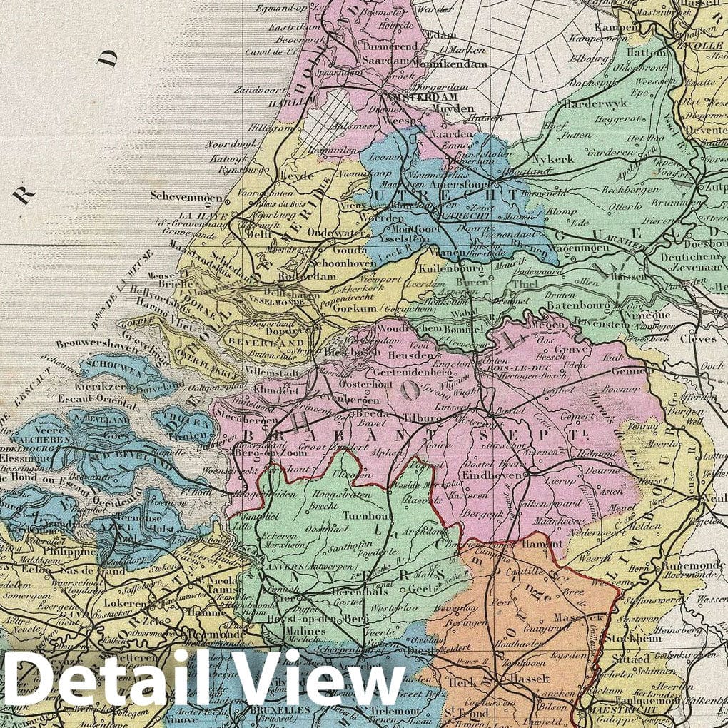Historic Map : Holland and Belgium, Migeon, 1878, Vintage Wall Art