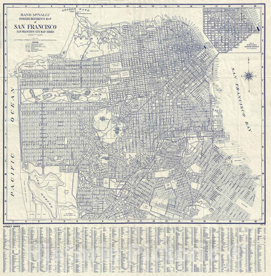 Historic Map : Plan of San Francisco, California, Rand McNally, 1940, Vintage Wall Art