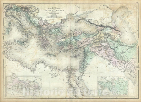 Historic Map : Ancient World and The Empire of Alexander, Black, 1851, Vintage Wall Art
