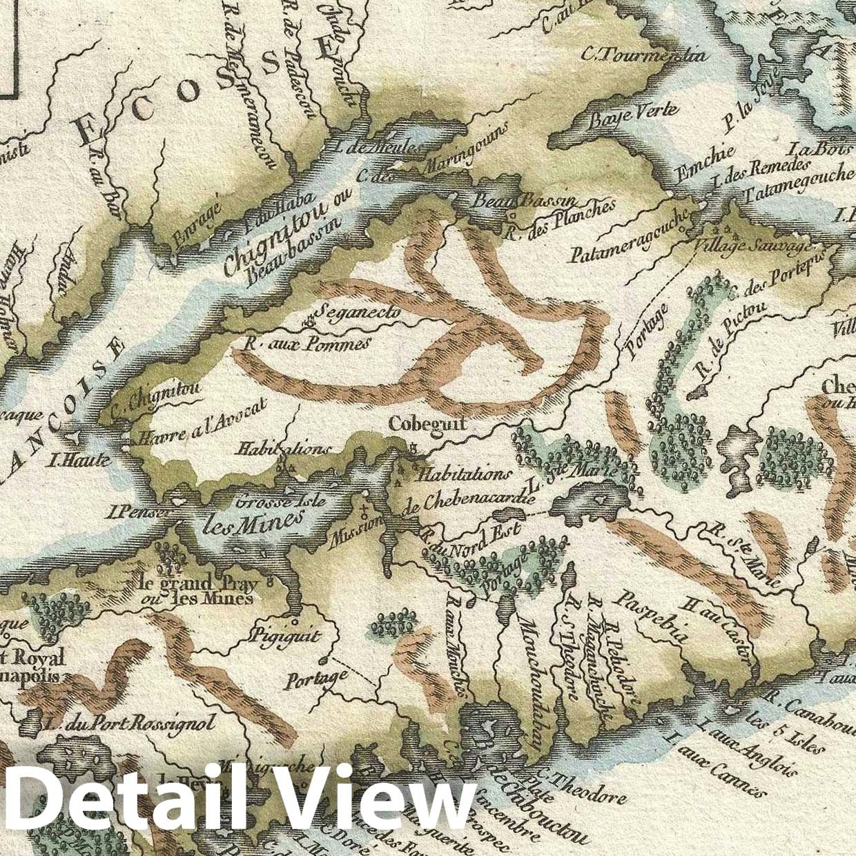 Historic Map : Nova Scotia, Vaugondy, 1749, Vintage Wall Art