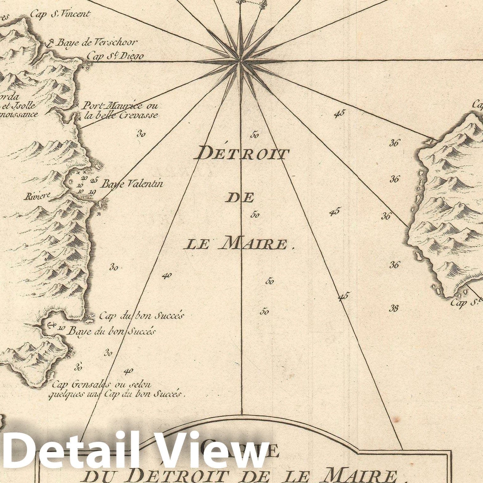 Historic Map : The Le Maire Strait, Argentina, Bellin, 1753, Vintage Wall Art
