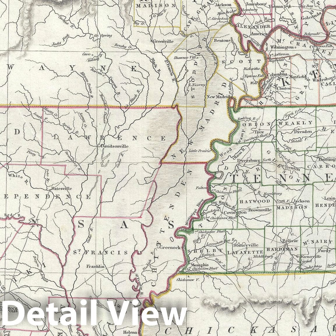 Historic Map : Missouri, Arkansas, Kentucky, Tennessee, Alabama and Mississippi, S.D.U.K., 1833, Vintage Wall Art