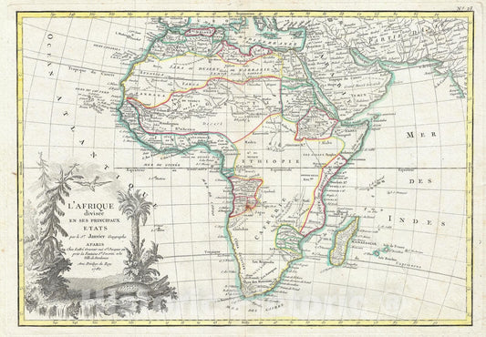 Historic Map : Africa, Janvier, 1782, Vintage Wall Art