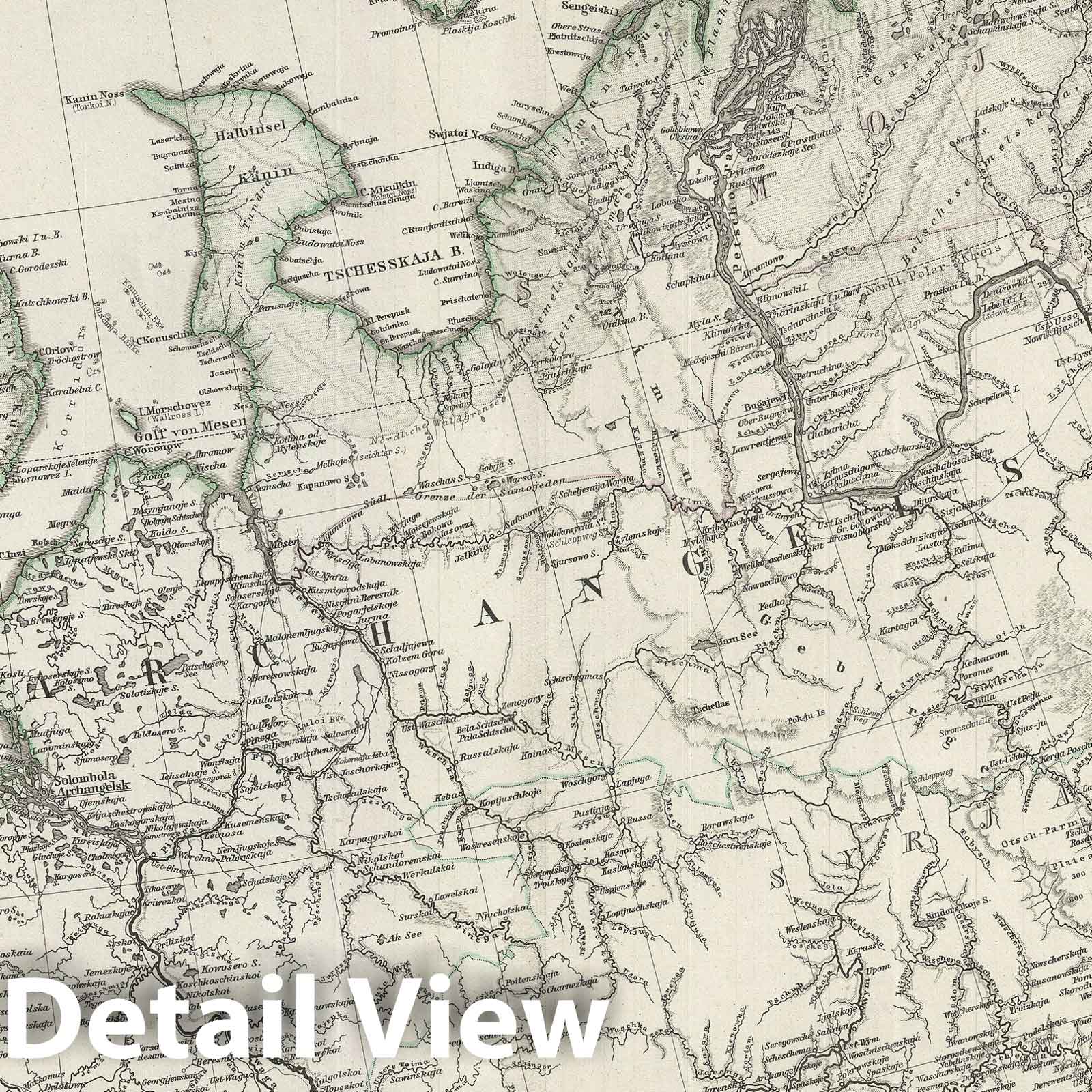 Historic Map : Northern Russia, Stieler, 1873, Vintage Wall Art
