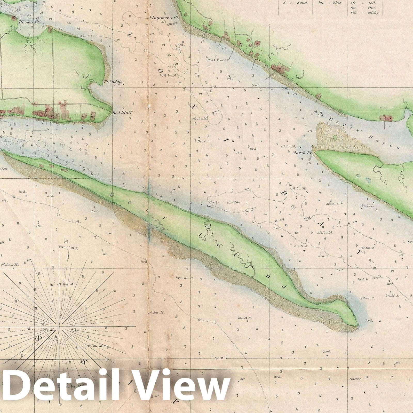 Historic Map : Biloxi Bay, Mississippi, U.S. Coast Survey, 1855, Vintage Wall Art
