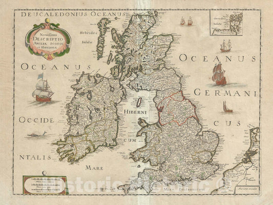 Historic Map : The British Isles, Sanson and Mariette, 1650, Vintage Wall Art